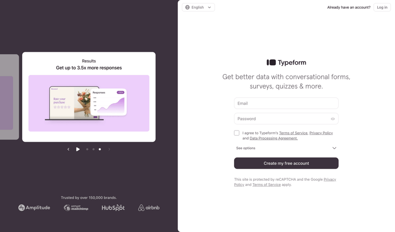 Typeform screen example