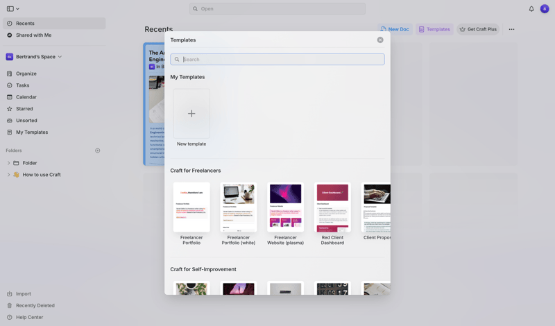 Craft screen example