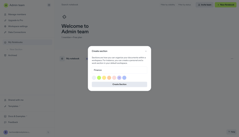 Decipad naming section screen example