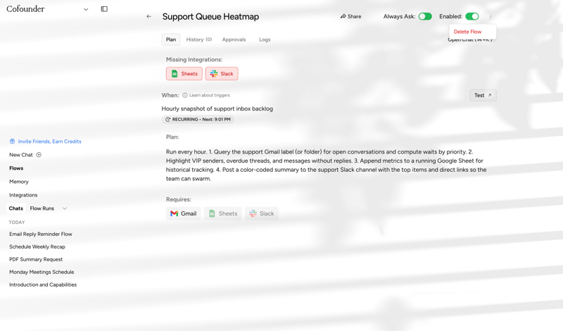 Cofounder screen example