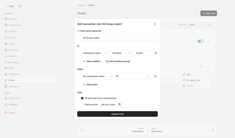 Maybe Finance screen example