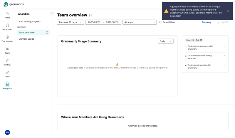 Grammarly screen example