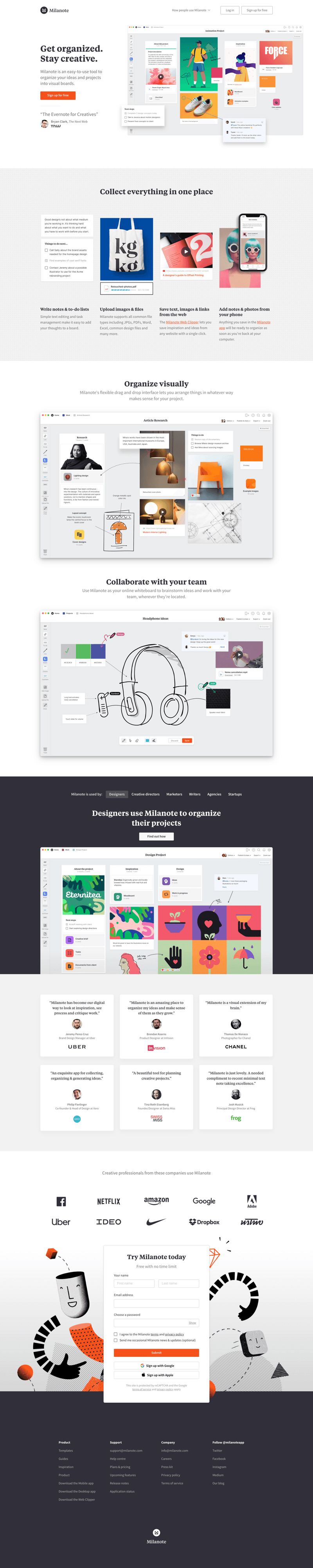 Milanote
				 page example