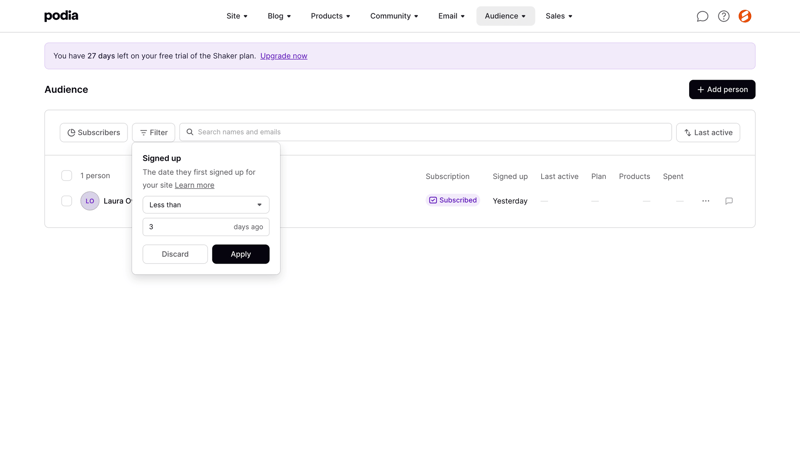 Podia
			             ux ui design