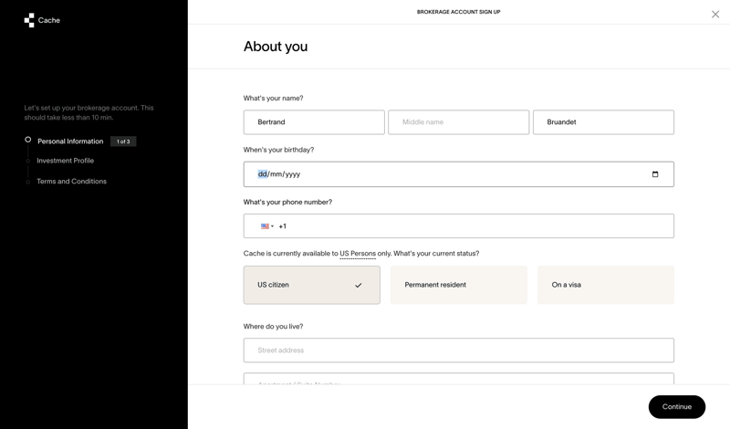Cache screen example