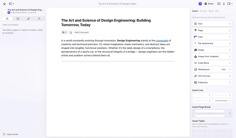 Craft screen example