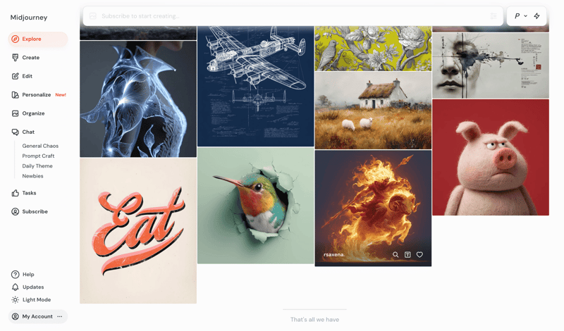 Midjourney screen example