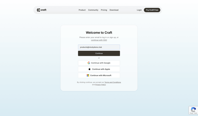 Craft screen example