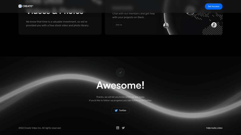 Create Video screen example