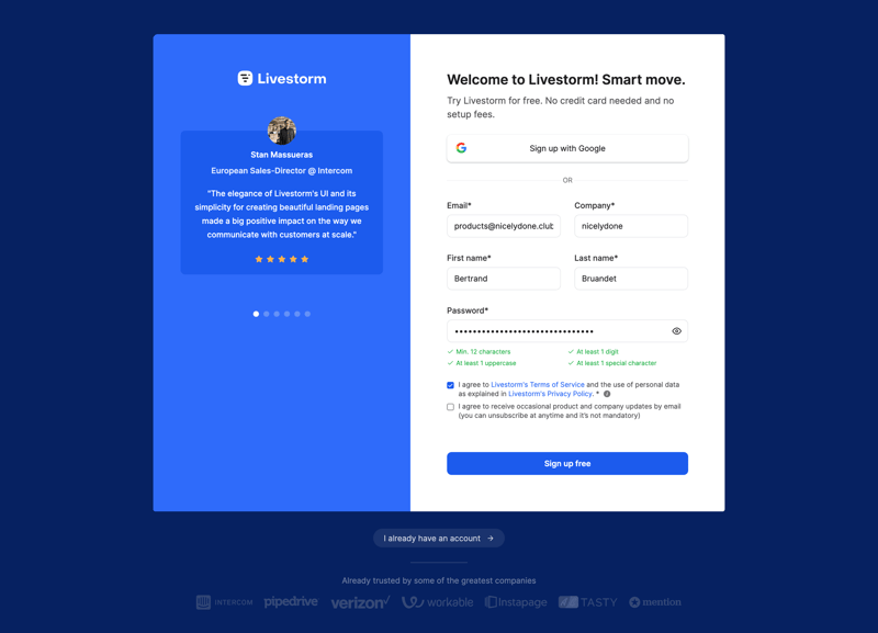 Livestorm
			     ux ui design