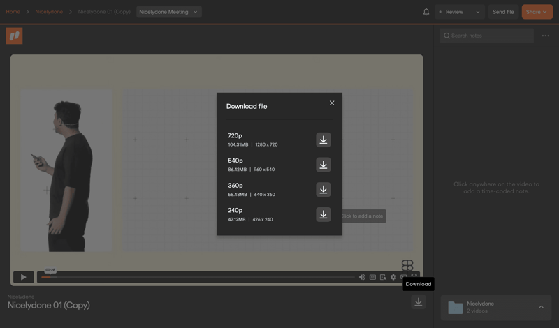 Vimeo screen example