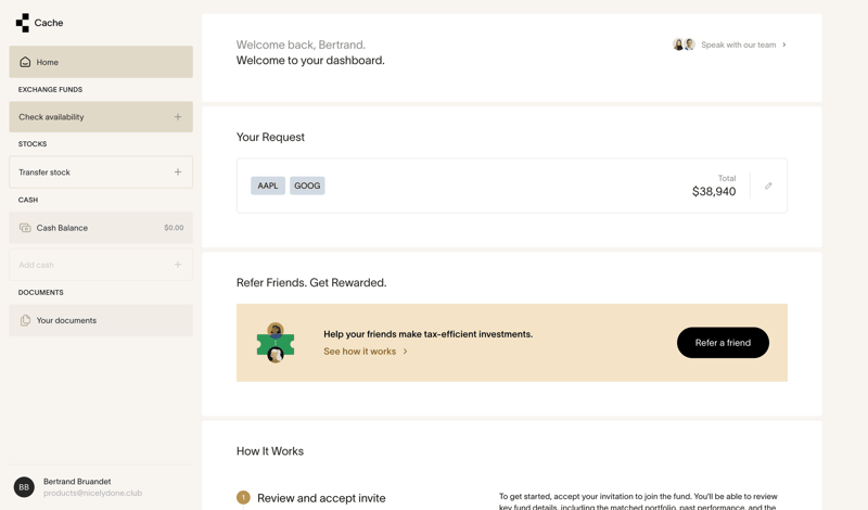Cache screen example
