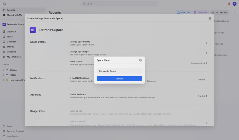 Craft screen example