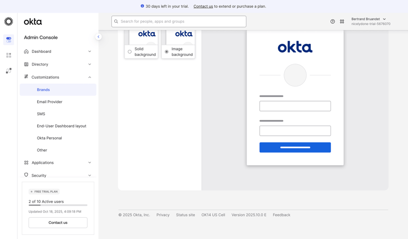 Okta screen example