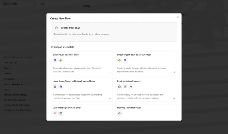 Cofounder screen example