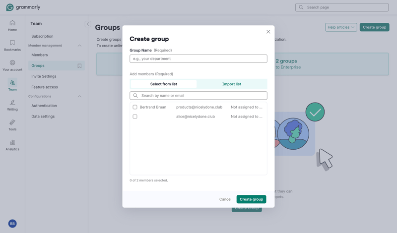 Grammarly screen example