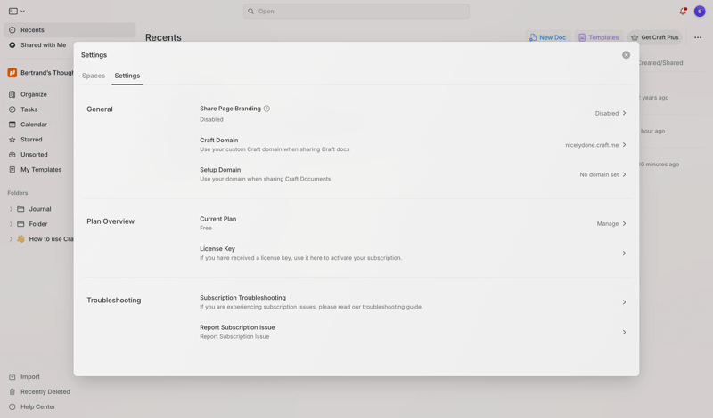 Craft screen example