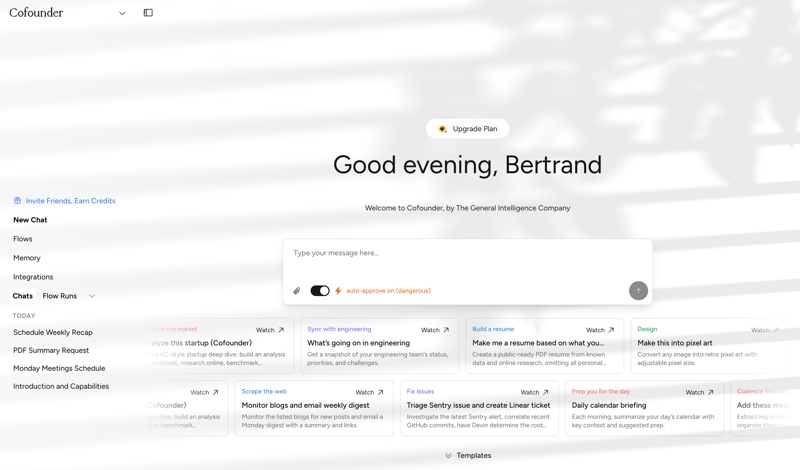 Cofounder screen example