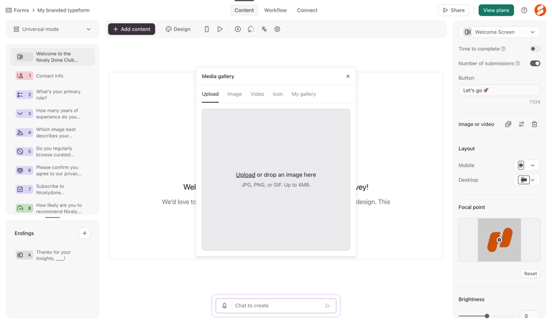 Typeform screen example