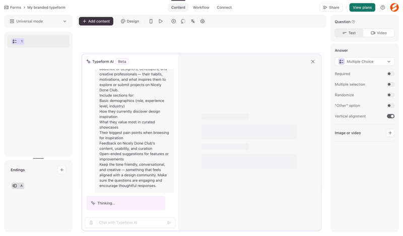 Typeform screen example