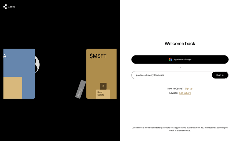 Cache screen example
