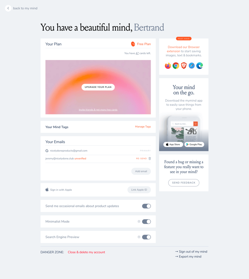Mymind
			               ux ui design