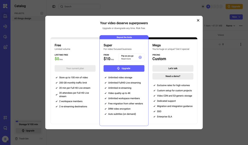 Kinescope screen example