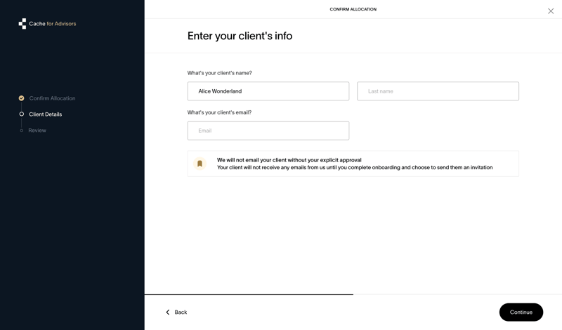Cache screen example