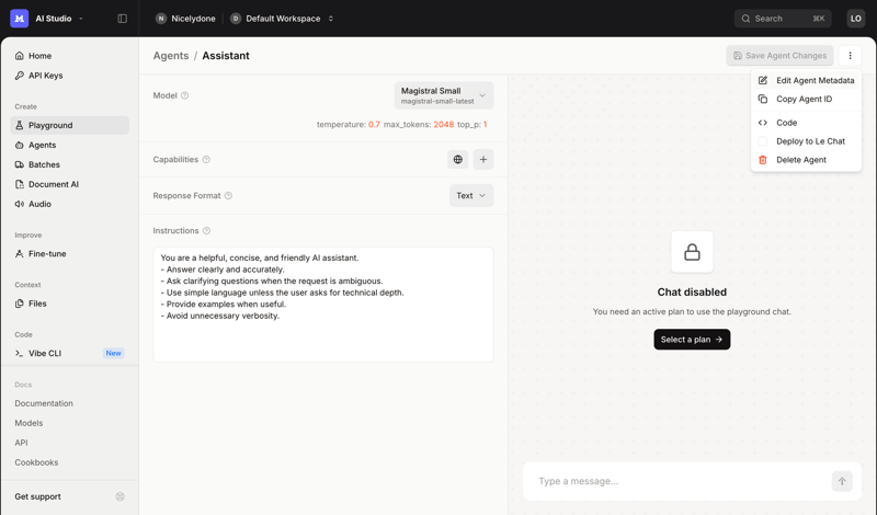 Mistral screen example