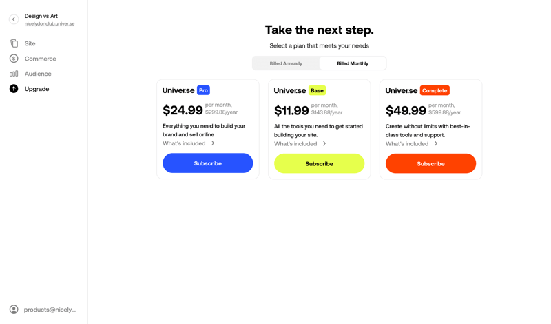 Universe screen example