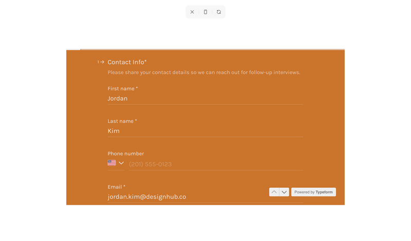 Typeform screen example