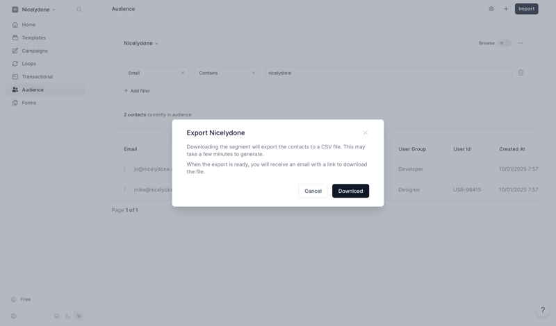 Loops screen example