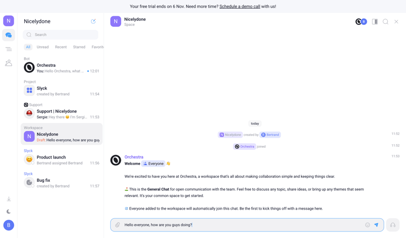 Orchestra screen example