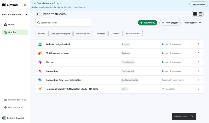 Optimal screen example