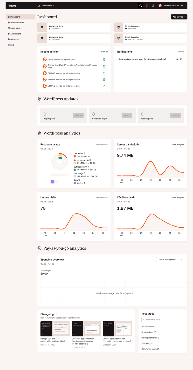 Kinsta screen example