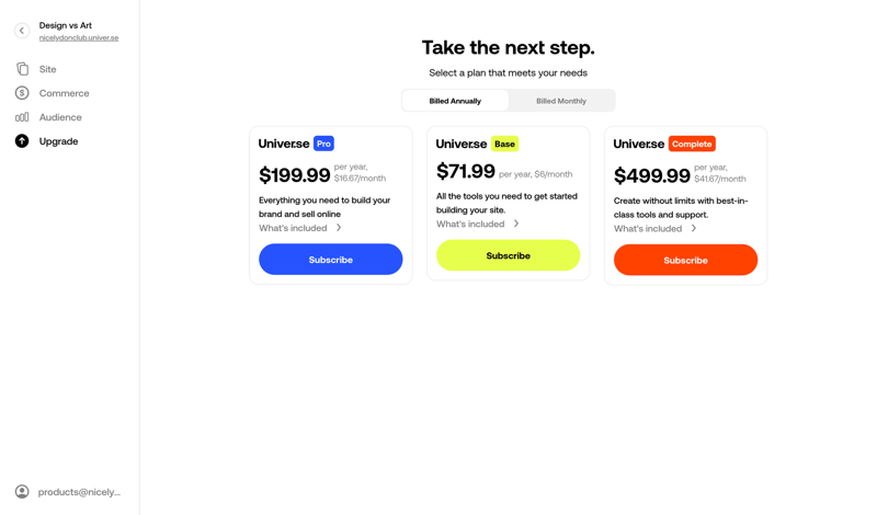 Universe screen example