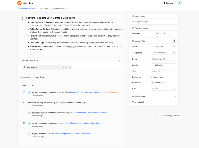 FeatureOS screen example
