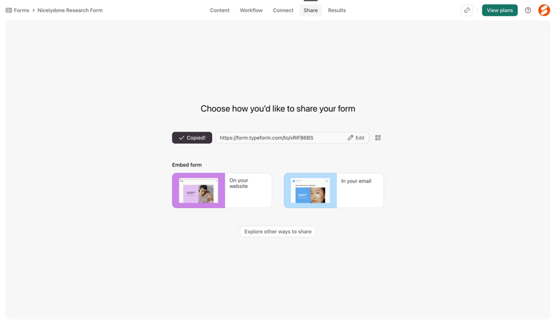 Typeform screen example
