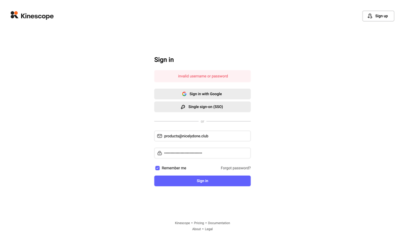 Kinescope screen example