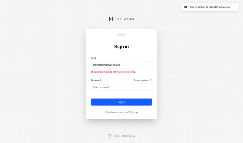 Nightwatch screen example