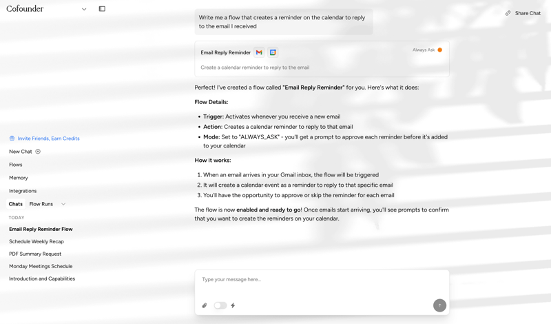 Cofounder screen example