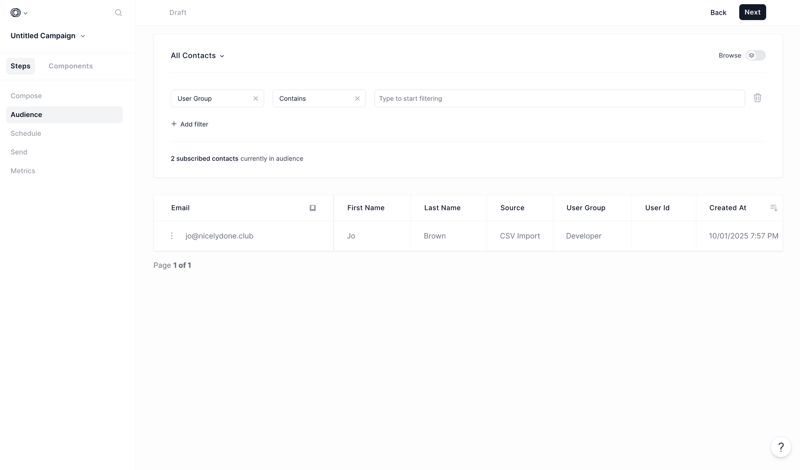Loops screen example
