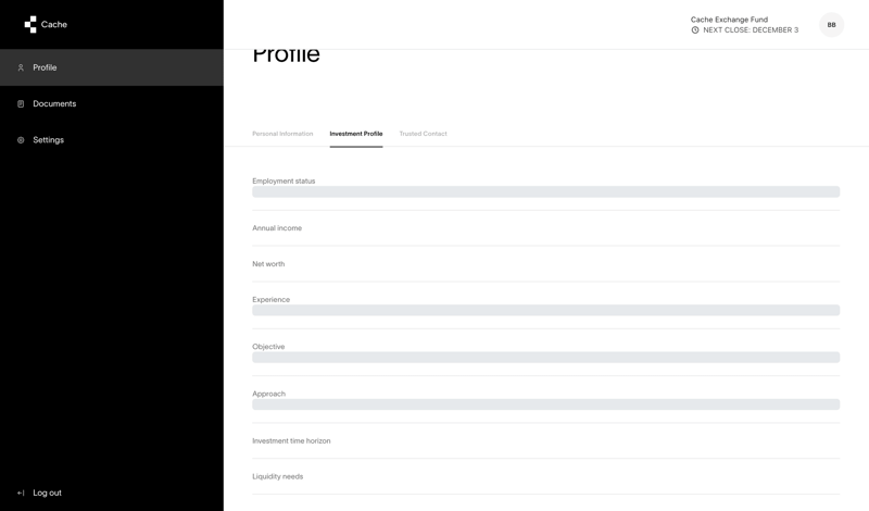 Cache screen example