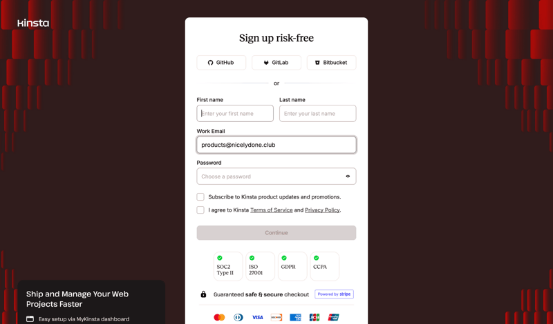 Kinsta screen example