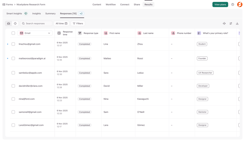 Typeform screen example
