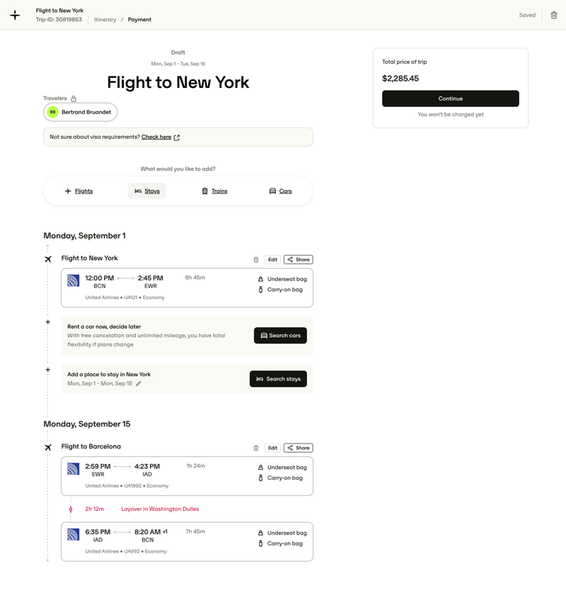 Travelperk screen example