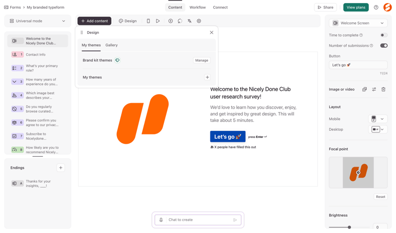 Typeform screen example