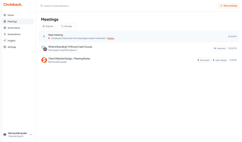 Circleback
			     ux ui design