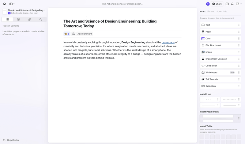 Craft screen example