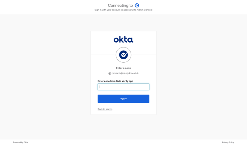 Okta screen example